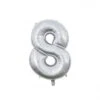 Folieballon Cijfer 8 Zilver 66cm