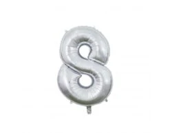 Folieballon Cijfer 8 Zilver 66cm