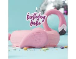 Fuchsia Kaars Birthday Babe Glitter 11cm -Feestspullen Winkel fuchsia kaars birthday babe glitter 11cm 2