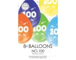 Feestspullen Winkel 4 Feestspullen Winkel -Feestspullen Winkel gekleurde ballonnen 100 jaar 30cm 8st 1