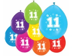 Gekleurde Ballonnen 11 Jaar 30cm 8st