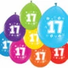 Gekleurde Ballonnen 17 Jaar 30cm 8st