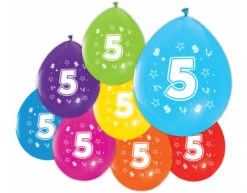 Gekleurde Ballonnen 5 Jaar 30cm 8st
