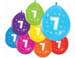 Gekleurde Ballonnen 7 Jaar 30cm 8st