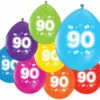 Gekleurde Ballonnen 90 Jaar 30cm 8st