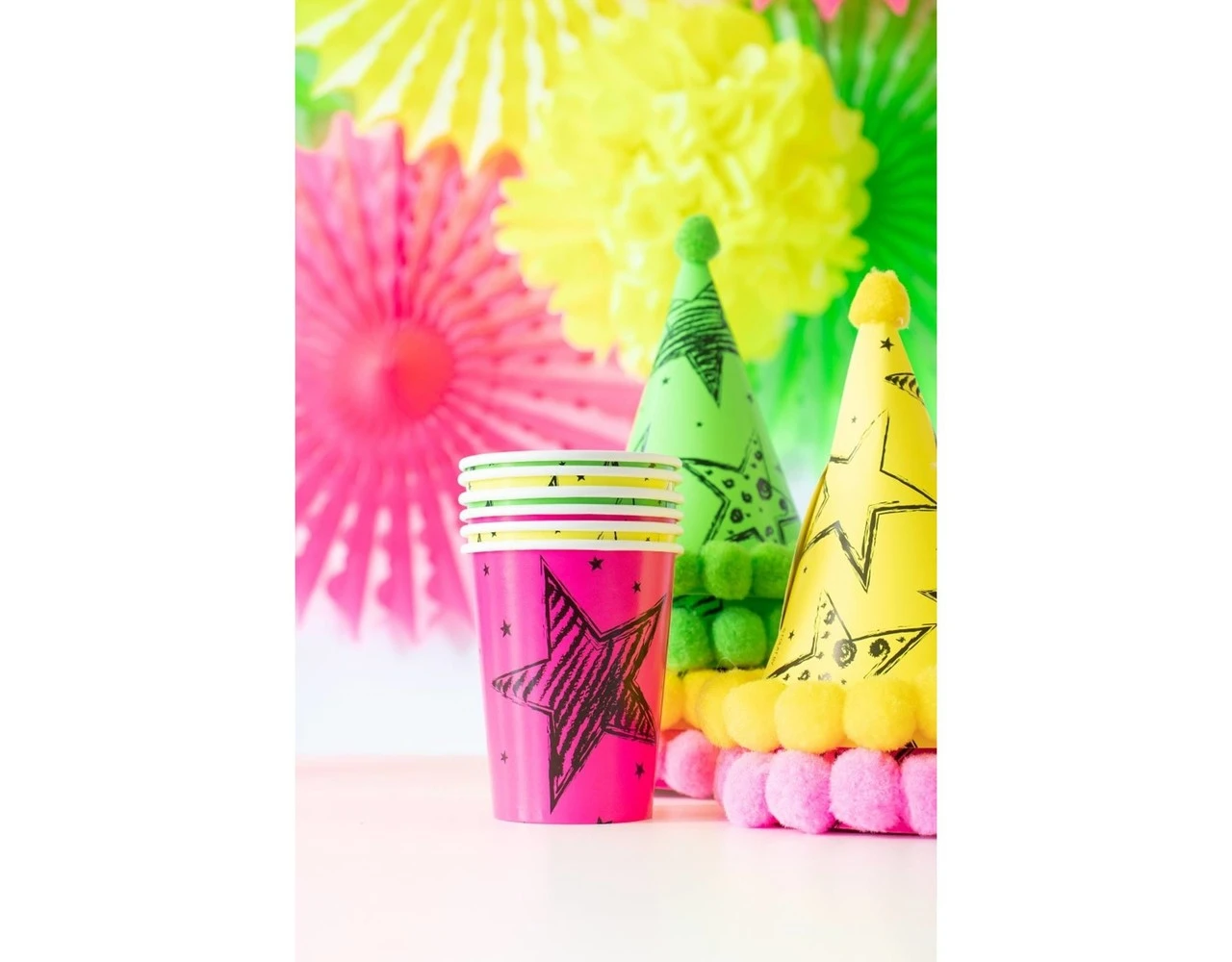 Gekleurde Neon Bekers 250ml 6st 2 Gekleurde Neon Bekers 250ml 6st - Afbeelding 2