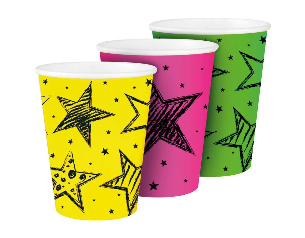 Gekleurde Neon Bekers 250ml 6st 1 Gekleurde Neon Bekers 250ml 6st