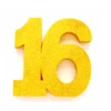 Goud Tafeldecoratie Cijfer 16 Glitter 20,5cm