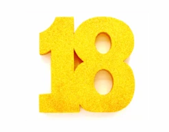 Goud Tafeldecoratie Cijfer 18 Glitter 20,5cm