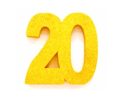 Goud Tafeldecoratie Cijfer 20 Glitter 20,5cm