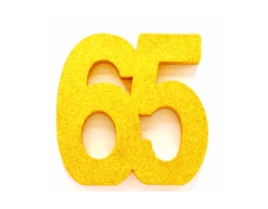 Goud Tafeldecoratie Cijfer 65 Glitter 20,5cm