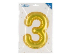 Gouden 3 Jaar Stickers Folieballon 20cm -Feestspullen Winkel gouden 3 jaar stickers folieballon 20cm 2