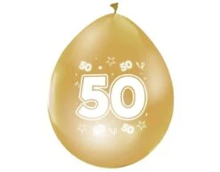 Gouden Ballonnen 50 Jaar Metallic Dubbelzijdig 30cm 8st