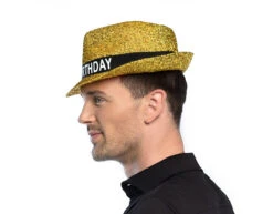Gouden Happy Birthday Hoed -Feestspullen Winkel gouden happy birthday hoed 2