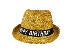 Gouden Happy Birthday Hoed -Feestspullen Winkel gouden happy birthday hoed 3