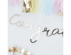 Gouden Letterslinger Congratulations 1,5m -Feestspullen Winkel gouden letterslinger congratulations 15m 2