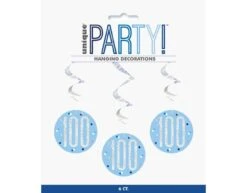 Feestspullen Winkel 20 Feestspullen Winkel -Feestspullen Winkel hangdecoratie 100 jaar blauw 81cm 6st 1