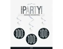 Feestspullen Winkel 18 Feestspullen Winkel -Feestspullen Winkel hangdecoratie 100 jaar zwart 81cm 6st 1