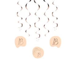 Hangdecoratie 18 Jaar Rose Goud 75cm 5st