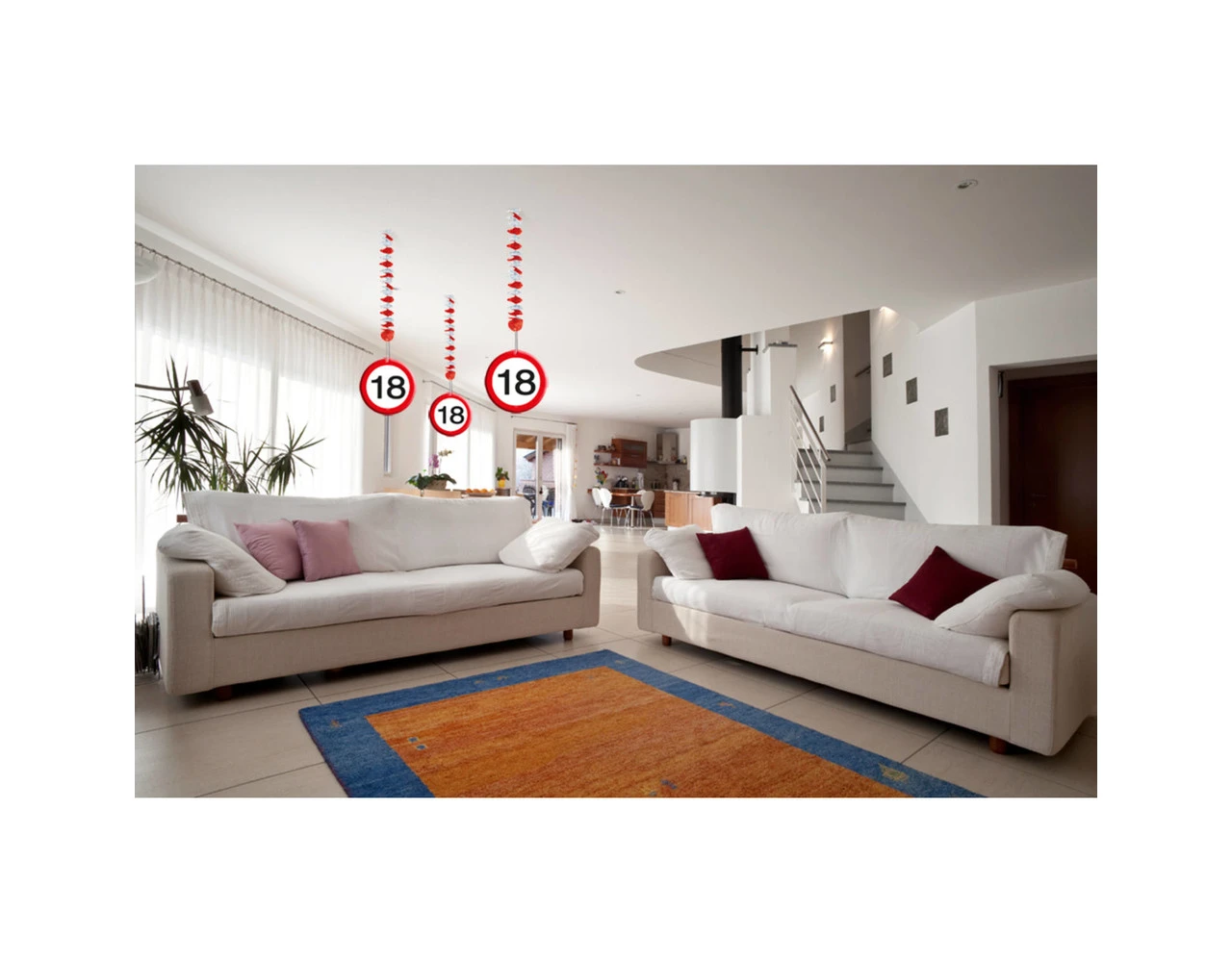 Hangdecoratie 18 Jaar Verkeersbord 75cm 3st 3 Hangdecoratie 18 Jaar Verkeersbord 75cm 3st - Afbeelding 3