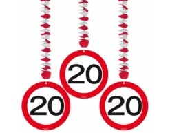 Hangdecoratie 20 Jaar Verkeersbord 75cm 3st