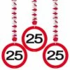 Hangdecoratie 25 Jaar Verkeersbord 75cm 3st