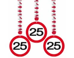 Hangdecoratie 25 Jaar Verkeersbord 75cm 3st