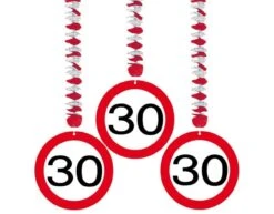 Hangdecoratie 30 Jaar Verkeersbord 75cm 3st