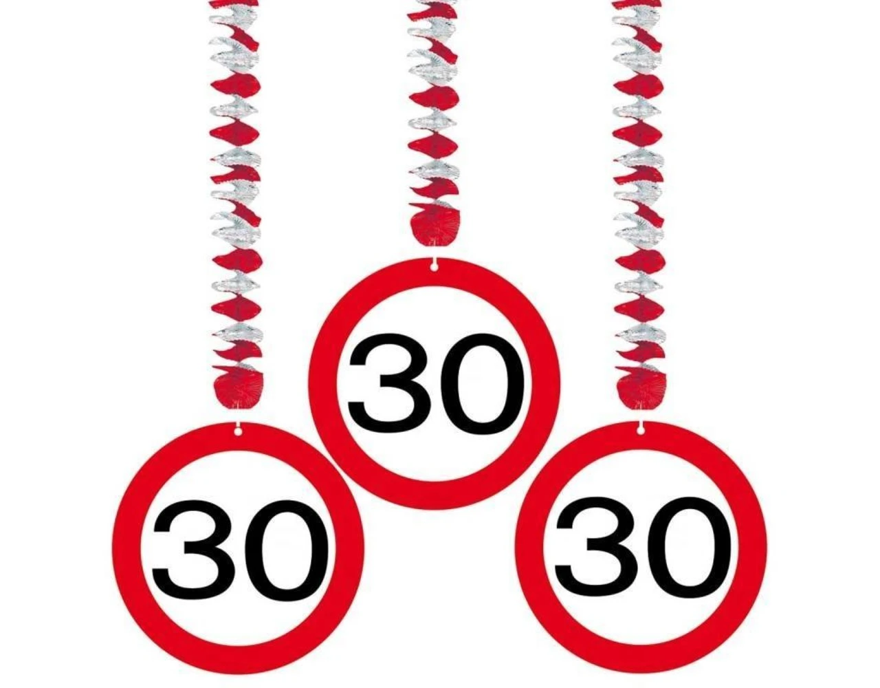 Hangdecoratie 30 Jaar Verkeersbord 75cm 3st 1 Hangdecoratie 30 Jaar Verkeersbord 75cm 3st