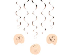 Hangdecoratie 40 Jaar Rose Goud 75cm 5st