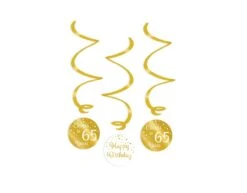 Hangdecoratie 65 Jaar Happy Birthday 17cm 3st
