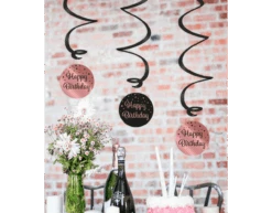 Hangdecoratie 65 Jaar Happy Birthday Zwart Roze 17cm 3st -Feestspullen Winkel hangdecoratie 65 jaar happy birthday zwart roze 17 1