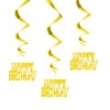 Hangdecoratie Happy Birthday Goud 81cm 3st