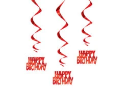 Hangdecoratie Happy Birthday Rood 81cm 3st