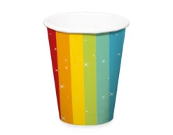Happy Birthday Bekers Regenboog Confetti 250ml 6st -Feestspullen Winkel happy birthday bekers regenboog confetti 250ml 6st 2
