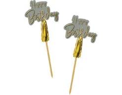 Happy Birthday Parasol Prikkers Golden Dawn 12cm 12st