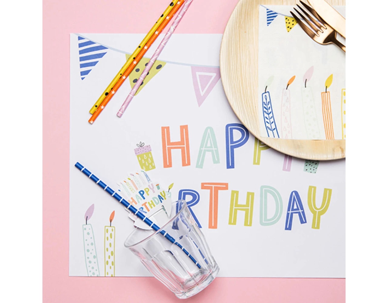 Happy Birthday Placemats Eco 6st 5 Happy Birthday Placemats Eco 6st - Afbeelding 5