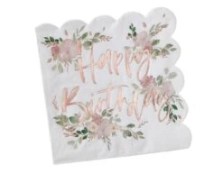Happy Birthday Servetten Bloemen 16,5cm 16st