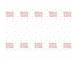 Happy Birthday Tafelkleed Rose Goud 2,13m