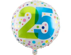 Helium Ballon 25 Jaar Stippen 45cm Leeg