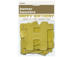 Leterslinger Happy Birthday Goud Metallic 1,2m -Feestspullen Winkel leterslinger happy birthday goud metallic 12m 2