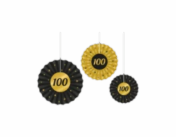 Papieren Waaiers 100 Jaar Set 20-40cm 3-delig