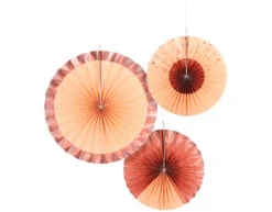 Papieren Waaiers Roze 35cm 3st