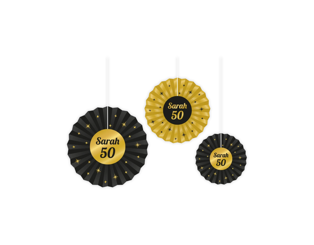 Papieren Waaiers Sarah Set 20-40cm 3-delig 1 Papieren Waaiers Sarah Set 20-40cm 3-delig