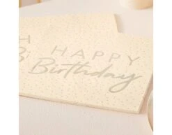 Perzikkleur Happy Birthday Servetten Gouden Stippen 16cm 16st -Feestspullen Winkel perzikkleur happy birthday servetten gouden stippe 2