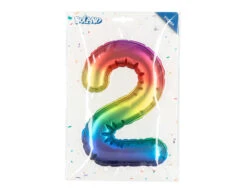 Regenboog 2 Jaar Stickers Folieballon 20cm -Feestspullen Winkel regenboog 2 jaar stickers folieballon 20cm 2