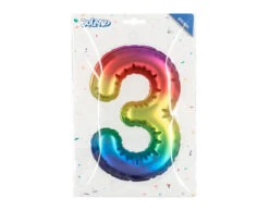 Regenboog 3 Jaar Stickers Folieballon 20cm -Feestspullen Winkel regenboog 3 jaar stickers folieballon 20cm 2