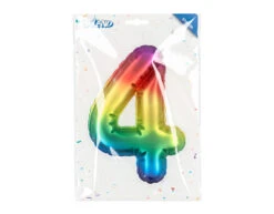 Regenboog 4 Jaar Stickers Folieballon 20cm -Feestspullen Winkel regenboog 4 jaar stickers folieballon 20cm 2