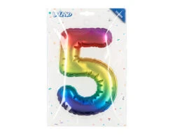 Regenboog 5 Jaar Stickers Folieballon 20cm -Feestspullen Winkel regenboog 5 jaar stickers folieballon 20cm 2
