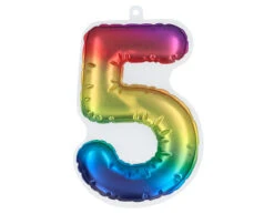 Regenboog 5 Jaar Stickers Folieballon 20cm